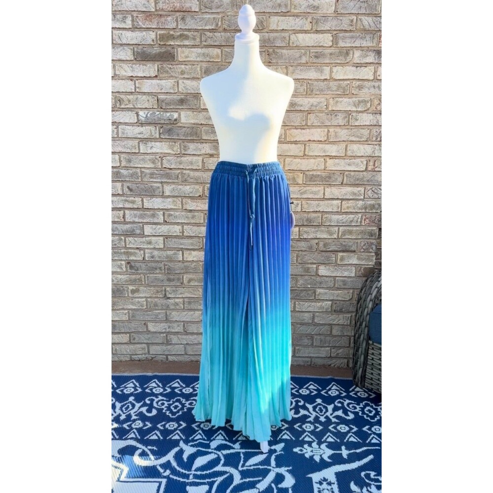 Milk & Honey Ombre' Plisse Palazzo Pants Women's M Flowy Coastal Resort Wear